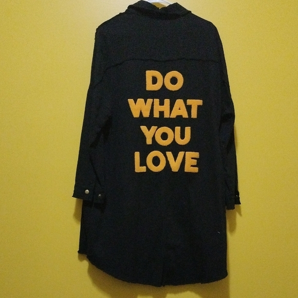 DAVI & DANI Unisex Black & Yellow😊 Do What You Love😊😊 Shirt Jacket - Picture 4 of 4